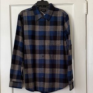 Ag Adriano Goldschmied Men's Blue and Black Plaid Shirt